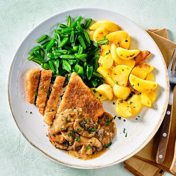 Jäger"schnitzel" met snijbonen