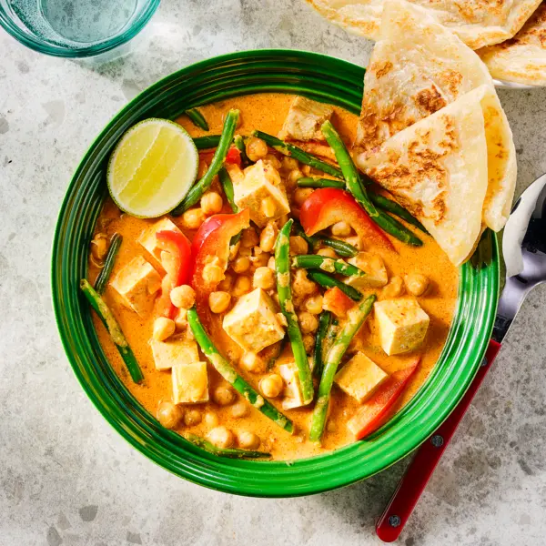 Snelle groentecurry met paratha