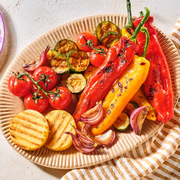 Grillkaas met gegrilde groenten