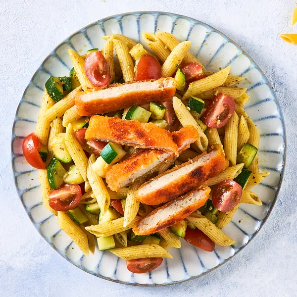Pasta-pesto met krokante kip