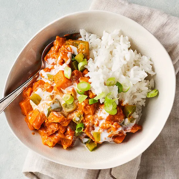 Curry met zoete aardappel en paprika