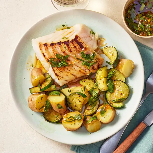 Kabeljauwhaas met koriander-gembersalsa