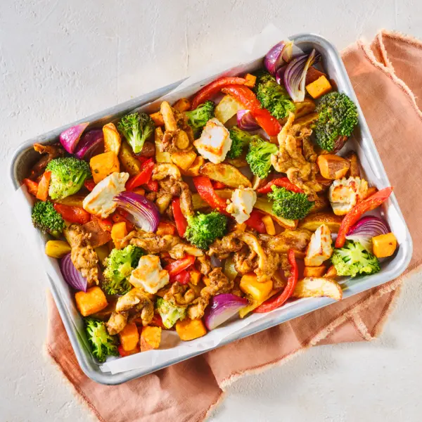Traybake met kipkebab