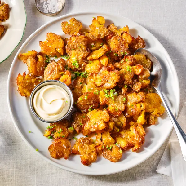 Smashed salt & vinegar aardappelen