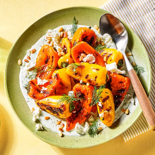 Geroosterde paprika met feta-crème