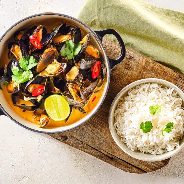 Thaise curry mosselen