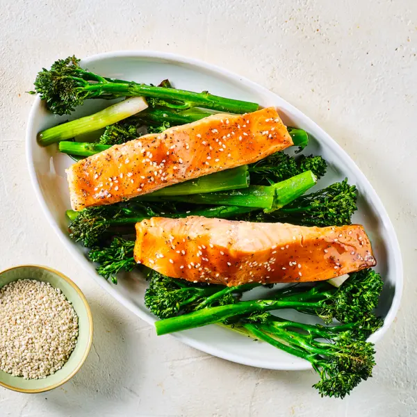 Zalm teriyaki met bimi uit de airfryer