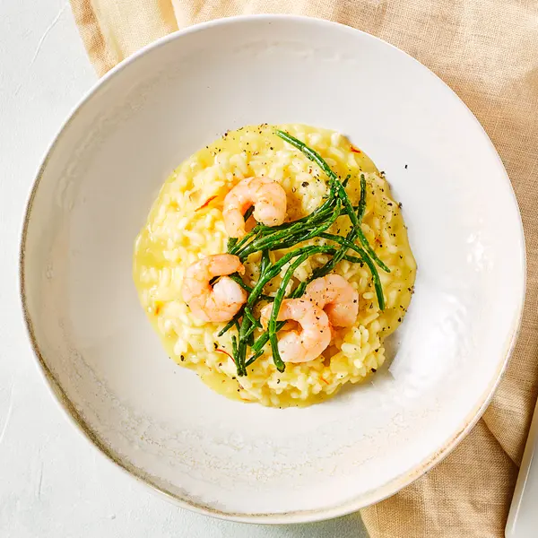 Saffraanrisotto met garnalen