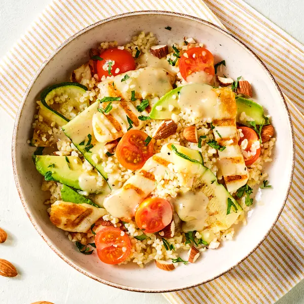 Bulgursalade met halloumi