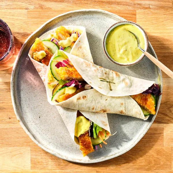 Kipschnitzelwraps met kerriemayonaise