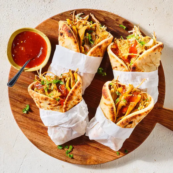Naanwraps met masala-paddenstoelen