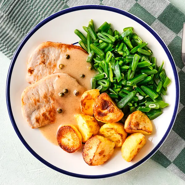 Varkensfiletlapjes met peperroomsaus