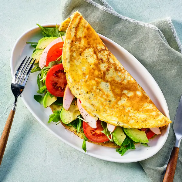 Gevulde hüttenkäse-omelet