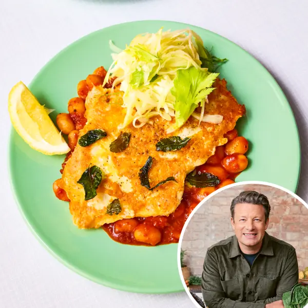 Crispy kip met parmezaan & bonen