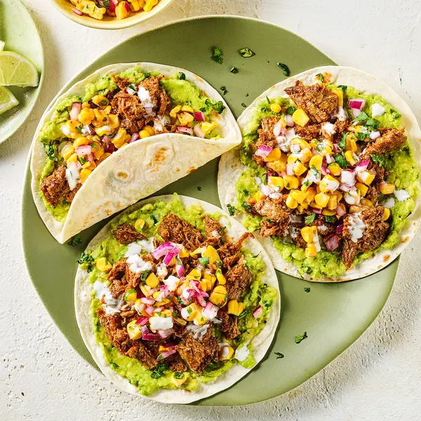 Snelle taco's met BBQ-pulled-'beef'