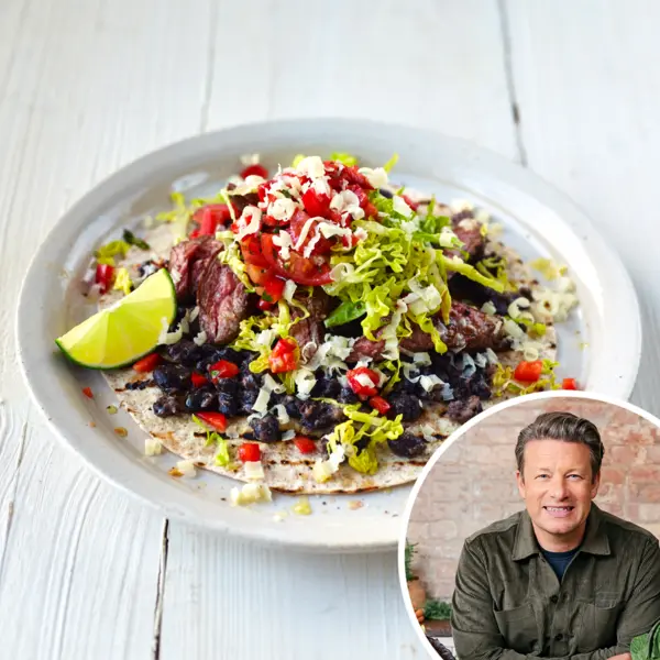 Steakburrito's met zwarte bonen en tomatensalsa