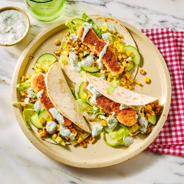Mini wraps met crunchy tenders en ranchsaus