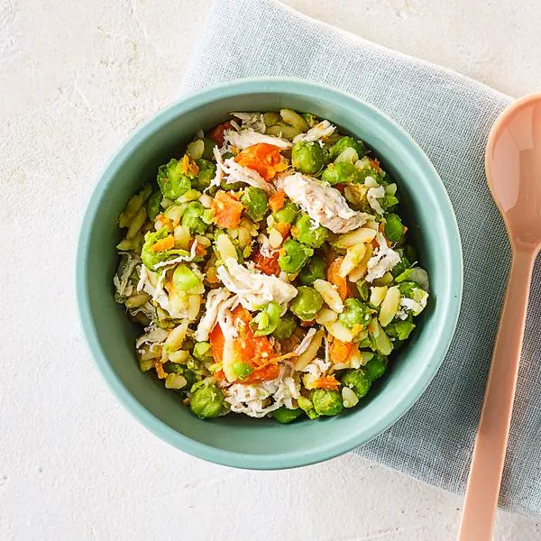 Orzo met kip en erwtjes