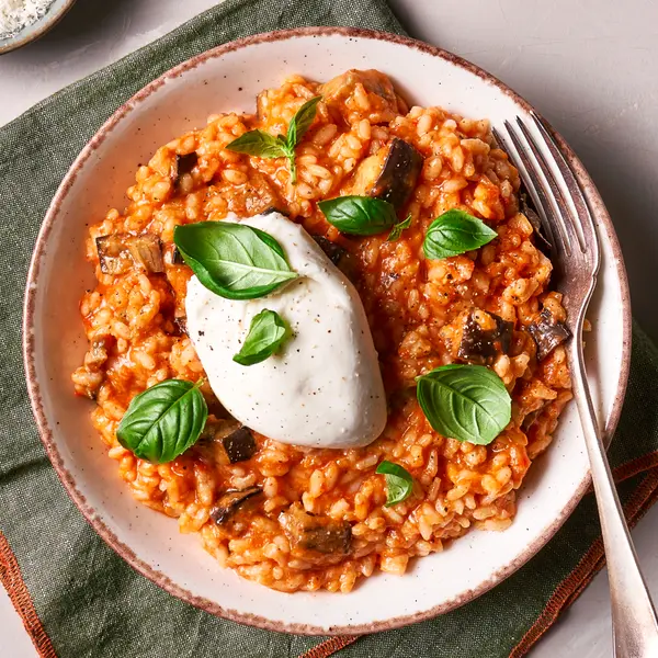 Rode risotto met burrata