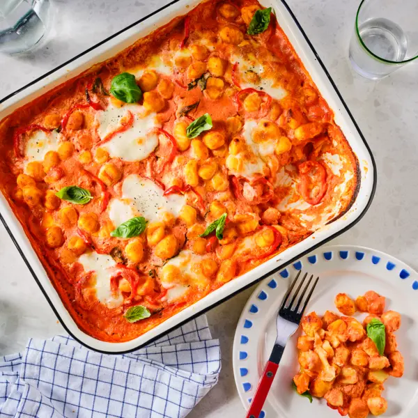 Gnocchi ovenschotel met romige paprikasaus
