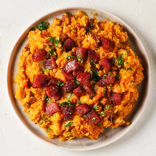 Hutspot met zoete aardappel en chorizo