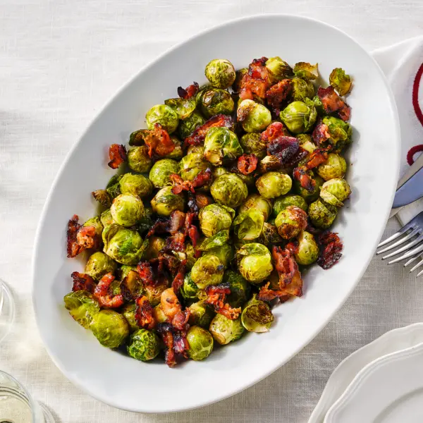 Geroosterde spruitjes met spek