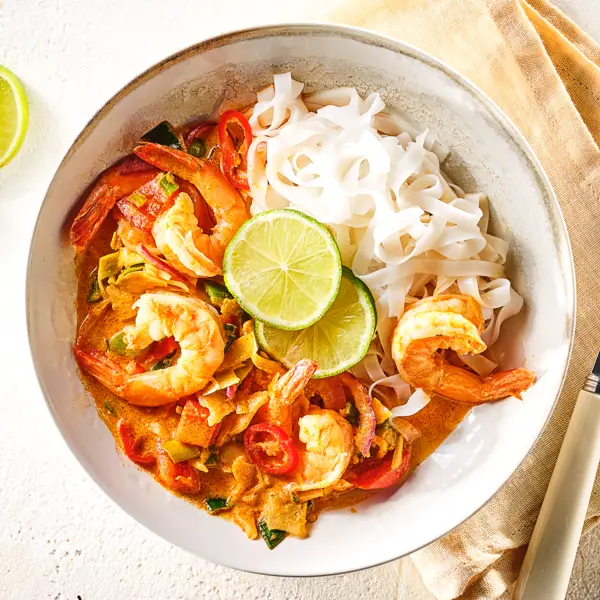 Thaise rode curry met garnalen