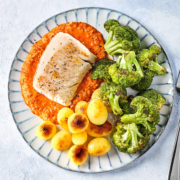 Kabeljauwfilet met romescosaus
