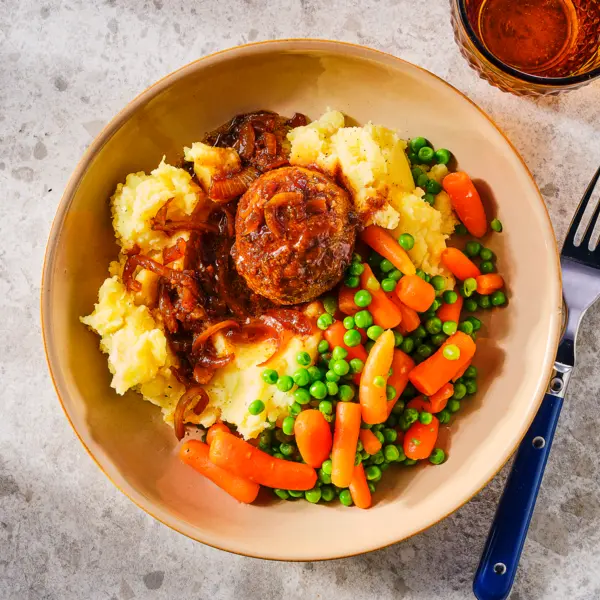 Gehaktbal met ketjapjus en puree