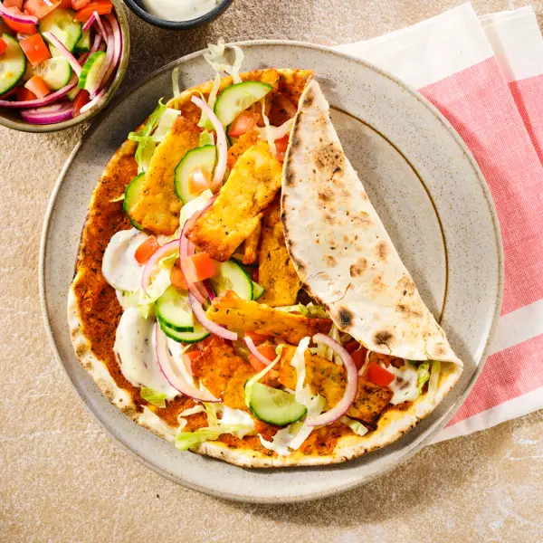 Turkse pizza's met crispy halloumi