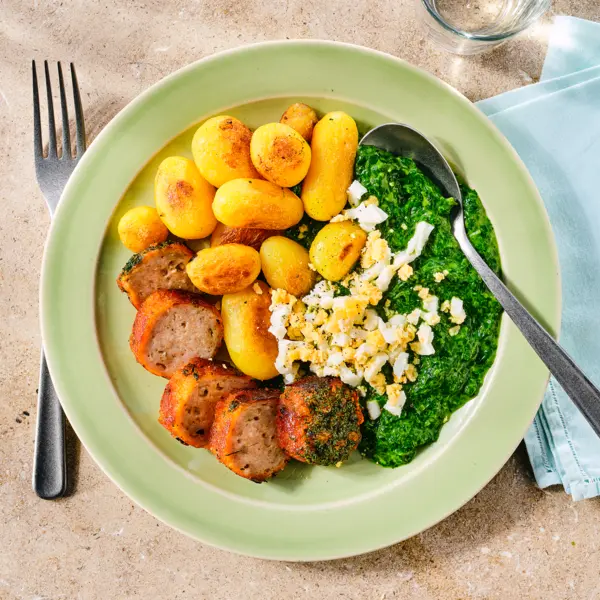 Boomstammetjes met spinazie à la crème