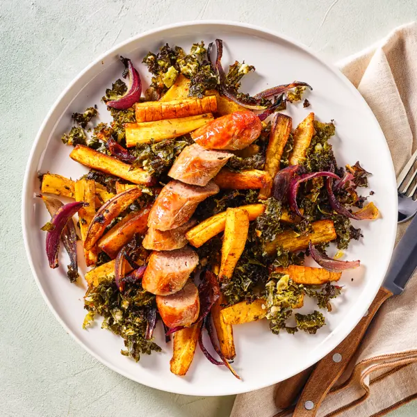 Pastinaak-traybake met kazige boerenkool