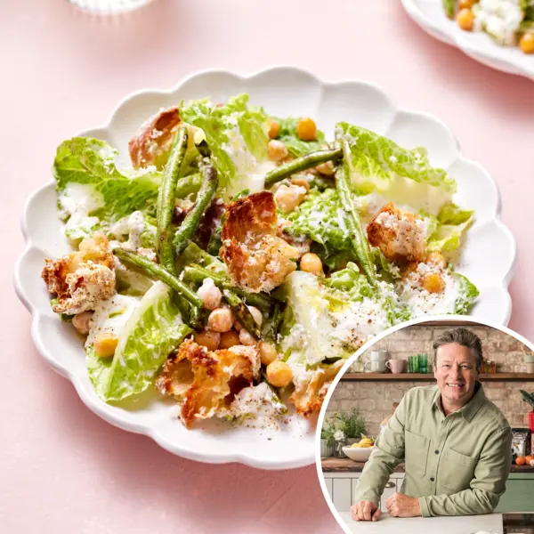 Vega caesarsalade met krokante kikkererwten